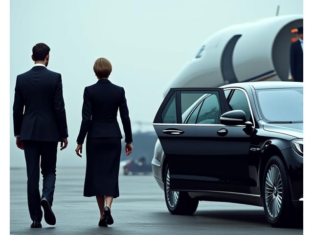 Diskussionsgruppe Geschäftsleute in einem Business Jet Terminal